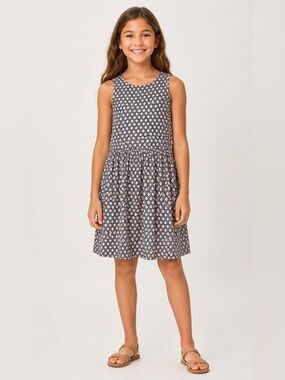 C&A Girls Geometric Print Cotton Dress Size 140 (9-10) Sleeveless
